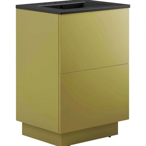 Quantum 24" Bathroom Vanity in Gold Finish & Black Ceramic