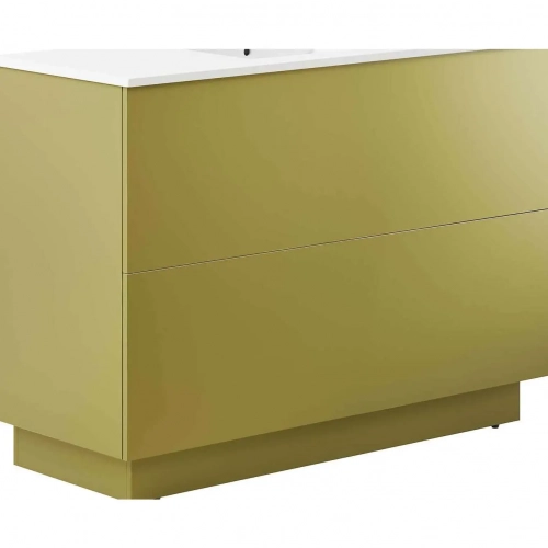 Quantum 48" Single Sink Bathroom Vanity in Gold Finish & White Ceramic