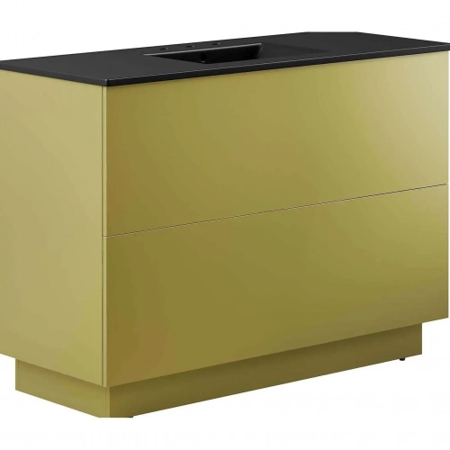 Quantum 48" Single Sink Bathroom Vanity in Gold Finish & Black Ceramic