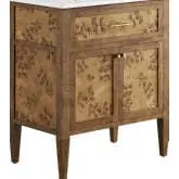 Elysian 30" Bathroom Vanity in Brown Wood & White Ceramic