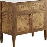 Elysian 36" Bathroom Vanity in Brown Wood & White Ceramic