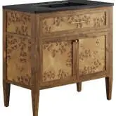 Elysian 36" Bathroom Vanity in Brown Wood & Black Ceramic