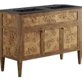 Elysian 48" Double Sink Bathroom Vanity in Brown Wood & Black Ceramic