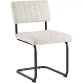 Parity Dining Chair in Black Metal & Channel Tufted Ivory Boucle Fabric (Set of 2)