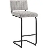 Parity Counter Stool in Black Metal & Channel Tufted Taupe Boucle Fabric (Set of 2)