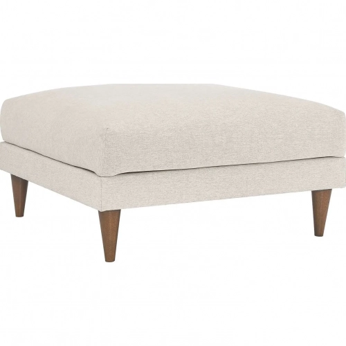 Zoya Down Filled Overstuffed Ottoman in Ivory Fabric
