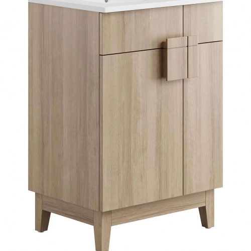 Miles 24" Bathroom Vanity in Oak Finish & White Ceramic