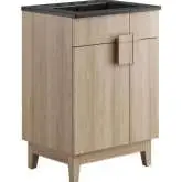 Miles 24" Bathroom Vanity in Oak Finish & Black Ceramic