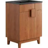 Miles 24" Bathroom Vanity in Walnut Finish & Black Ceramic