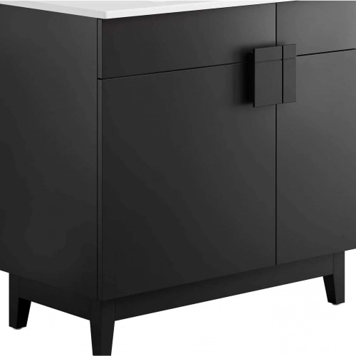 Miles 36" Bathroom Vanity in Black Finish & White Ceramic