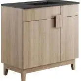 Miles 36" Bathroom Vanity in Oak Finish & Black Ceramic