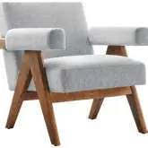 Lyra Accent Arm Chair in Light Gray Fabric & Wood