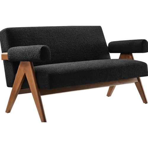 Lyra Loveseat in Black Fabric & Wood