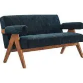 Lyra Loveseat in Azure Fabric & Wood