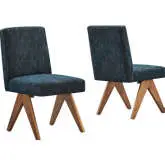 Lyra Dining Chair in Azure Fabric & Wood (Set of 2)