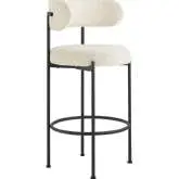 Albie Bar Stool in Ivory Boucle Fabric & Black Metal (Set of 2)