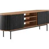 Fortitude 71" TV Stand in Walnut Finish & Black Metal