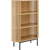 Fortitude Three Tier Display Cabinet in Oak Finish & Black Metal