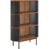 Fortitude Three Tier Display Cabinet in Walnut Finish & Black Metal
