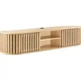 Fortitude 63" Wall Mounted TV Stand in Oak Finish & Black Metal