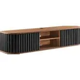 Fortitude 63" Wall Mounted TV Stand in Walnut Finish & Black Metal