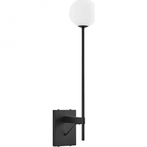 Riva Wall Sconce in Black Metal & White Globe Glass