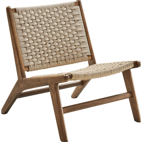 Saoirse Accent Lounge Chair in Natural Woven Rope & Walnut Finish Wood