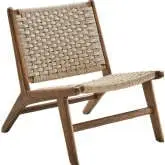 Saoirse Accent Lounge Chair in Natural Woven Rope & Walnut Finish Wood
