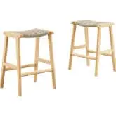 Saoirse Counter Stool in Natural Woven Rope & Natural Finish Wood (Set of 2)