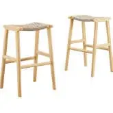 Saoirse Bar Stool in Natural Woven Rope & Natural Finish Wood (Set of 2)