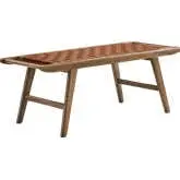 Saoirse 47" Bench in Brown Vegan Leather & Walnut Finish Wood