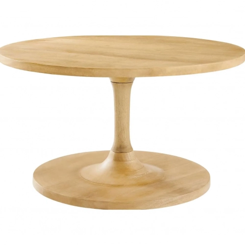 Lina Round Coffee Table in Oak Finish Mango Wood