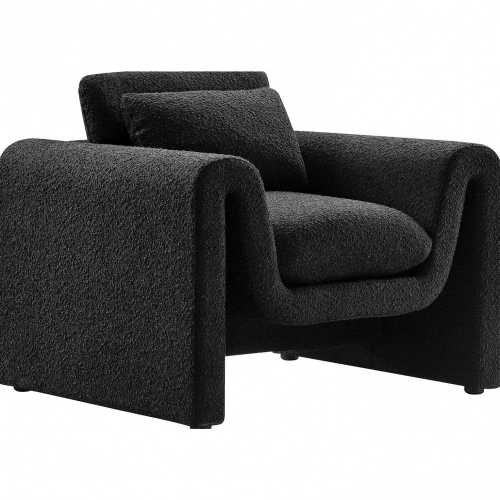 Waverly Accent Arm Chair in Black Boucle Fabric