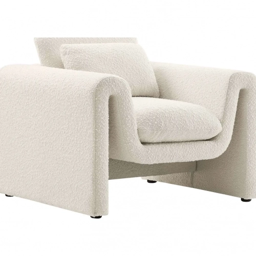 Waverly Accent Arm Chair in Ivory Boucle Fabric
