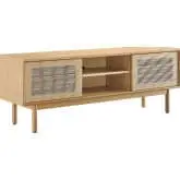 Milo 59" TV Stand in Oak Finish & Tan Rope