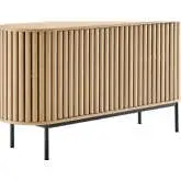 Fortitude 59" Oval Sideboard TV Stand in Oak Finish & Black Metal