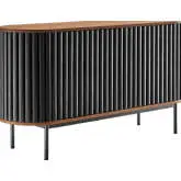 Fortitude 59" Oval Sideboard TV Stand in Walnut Finish & Black Metal