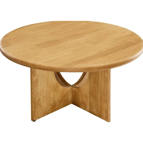 Rivian Round 34" Coffee Table in Oak Finish Wood