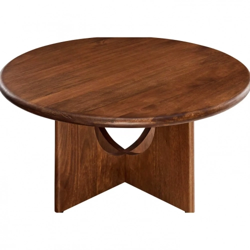 Rivian Round 34" Coffee Table in Walnut Finish Wood