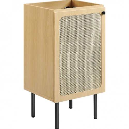 Chaucer 18" Bathroom Vanity Cabinet (Sink Basin Not Included) in Oak Wood Grain & Rattan