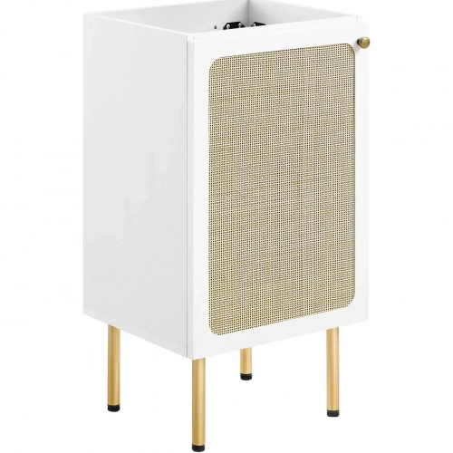 Chaucer 18" Bathroom Vanity Cabinet (Sink Basin Not Included) in White Wood Grain & Rattan