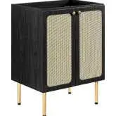 Chaucer 24" Bathroom Vanity Cabinet (Sink Basin Not Included) in Black Wood Grain & Rattan