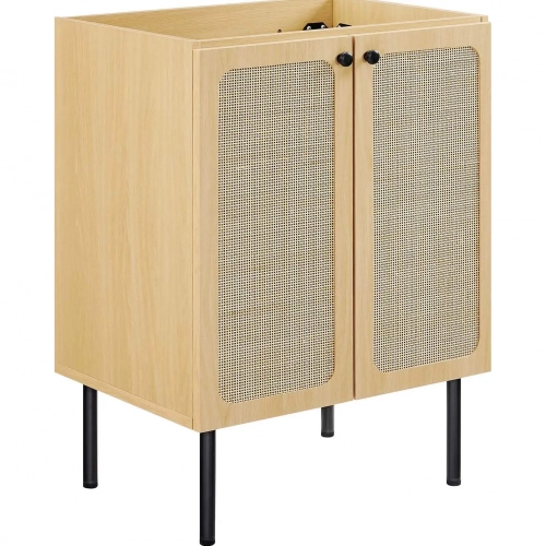 Chaucer 24" Bathroom Vanity Cabinet (Sink Basin Not Included) in Oak Wood Grain & Rattan