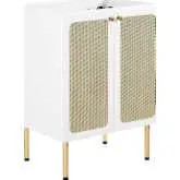 Chaucer 24" Bathroom Vanity Cabinet (Sink Basin Not Included) in White Wood Grain & Rattan