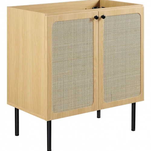 Chaucer 30" Bathroom Vanity Cabinet (Sink Basin Not Included) in Oak Wood Grain & Rattan