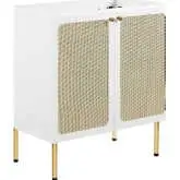 Chaucer 30" Bathroom Vanity Cabinet (Sink Basin Not Included) in White Wood Grain & Rattan