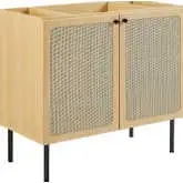 Chaucer 36" Bathroom Vanity Cabinet (Sink Basin Not Included) in Oak Wood Grain & Rattan