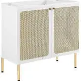 Chaucer 36" Bathroom Vanity Cabinet (Sink Basin Not Included) in White Wood Grain & Rattan