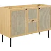 Chaucer 48" Bathroom Vanity Cabinet (Sink Basin Not Included) in Oak Wood Grain & Rattan