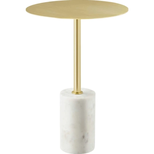 Lyric Round Side Table in White Marble & Brass Iron